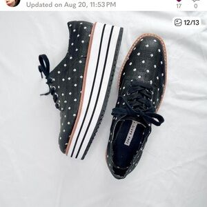 Zara Derby black white polka dot platform shoes
